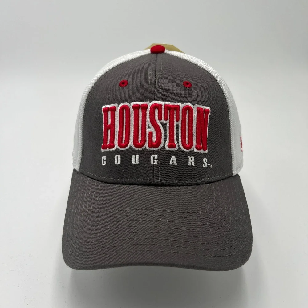 The Game Houston Cougars Hat Mens‎ OSFM Grey White A-Flex Trucker Cap NWT NCAA